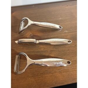 Wolfgang Puck 3 Piece Peeler Set Silver Stainless Steel Kitchen Gadgets